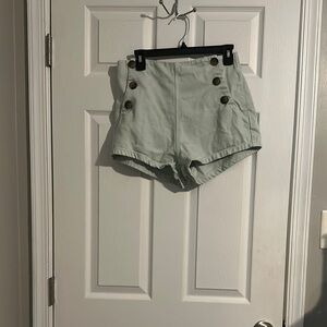 Zara Green High Waist Tailored Shorts